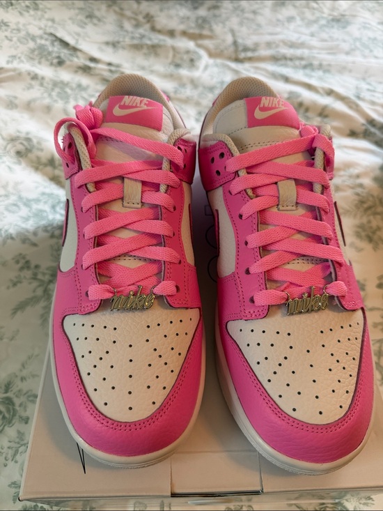 Nike Shoes - Nike Pink and White Low-Top Sneakers with Metal Logo